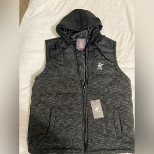 Polo Men’s outdoor vest with hood black/gray nwt